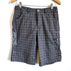 Sherpa Plaid Shorts with Embroidered Detail - Size 8